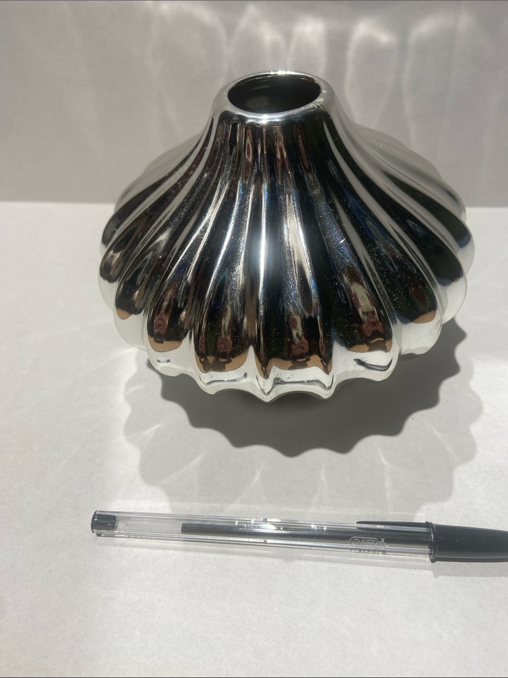 Silver Ribbed Ceramic Vase - Home AccentsTozai